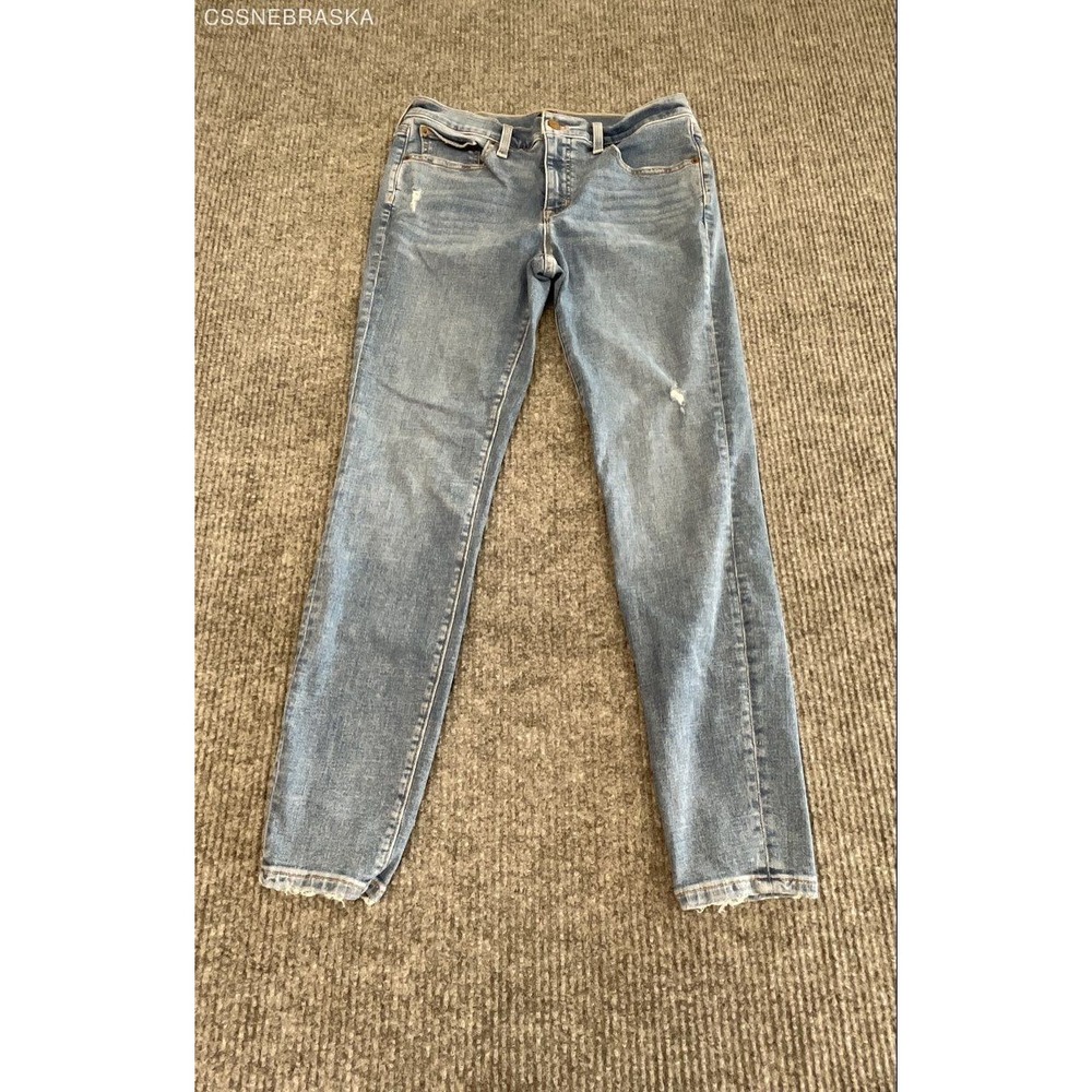J.Crew Blue 8" Mid-Rise Skinny Jeans Womens Denim Stretch BO888 Size 28